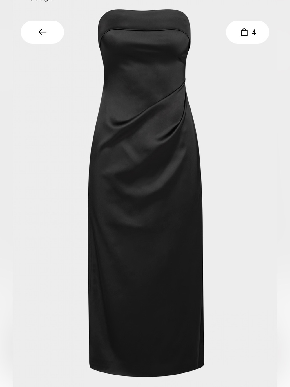 Aritzia Strapless Black Satin Midi Dress